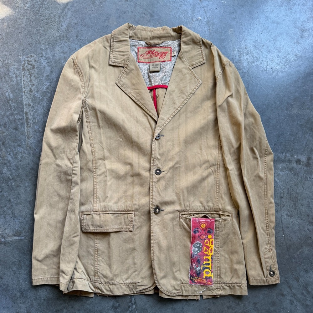 Vintage Y2K Plugg Blazer Jacket Cotton Button Front Skater Mens Large (20x30)